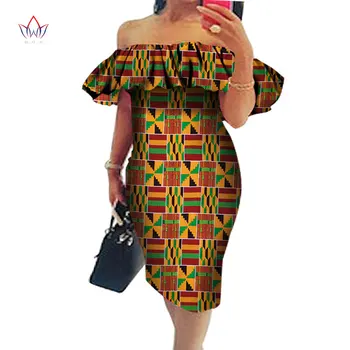 Африканские платья из бинтаревого воска для женщин, африканское платье Дашики с открытыми плечами, Базен, большие размеры, традиционная африканская одежда WY574