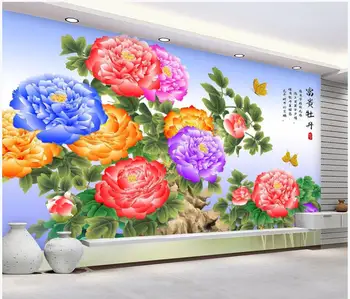 WDBH 3d обои на заказ фотообои Китайский стиль пион цветочный сад красочные обои для домашнего декора гостиной для стен 3 d