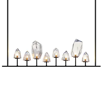 Современная креативная светодиодная люстра, черная столовая, подвесной светильник из прозрачного стекла, кафе-бар-ресторан в Скандинавском Стиле, Простой длинный подвесной светильник