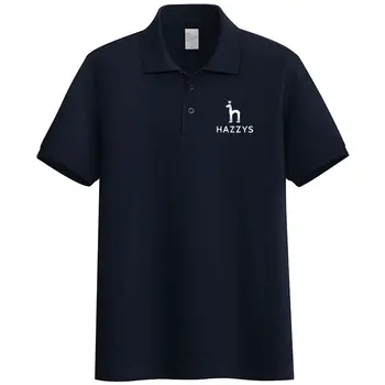 Брендовые мужские рубашки поло с вышивкой логотипа HAZZYS, Удобный Летний Высококачественный повседневный топ с лацканами и коротким рукавом, мужская роскошная футболка