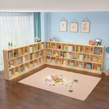 Детский книжный шкаф из массива Дерева, Стеллаж для хранения, пол в гостиной, Детский сад, Короткий Простой Рабочий стол, Сосновое бревно