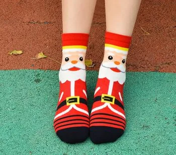 120 пар/лот, носки ярких цветов, Модный Рождественский носок, Мультяшный милый носок Санта Клауса, свободный размер