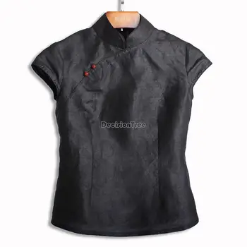 2023 шелковая блузка ципао, модный женский костюм в китайском стиле ретро с коротким рукавом в стиле тан, повседневный топ с воротником ципао чонсам g463