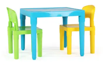 Детский Легкий пластиковый стол для аквааэробики и набор из 2 стульев, квадратные, зеленые и желтые стулья