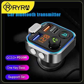 RYRA FM Передатчик Автомобильный Адаптер Bluetooth Радио Автомобильный Комплект PD 20 Вт Быстрое USB Зарядное Устройство Громкой Связи MP3 Плеер Басы Для U Диска