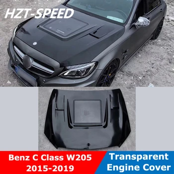 Прозрачный капот двигателя W205, крышка капота для Benz W205 C200 C300 Coupe, Автомобильный стайлинг 2015-2019