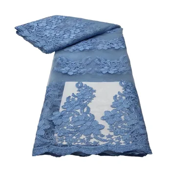 синяя кружевная ткань с французскими блестками 2023, высококачественная африканская 3D кружевная ткань, нигерийская вышивка, тюль, кружевная ткань для вечеринки