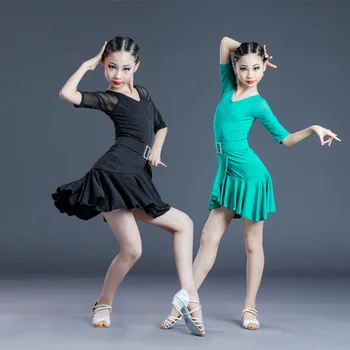 Новое детское платье для занятий латинскими танцами, платье для латинских танцев для девочек, платье для выступлений, Летнее платье для занятий латинскими танцами