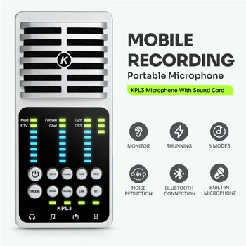 Профессиональный микрофон для звуковой карты, портативная мобильная запись, 2-в-1, Конденсаторный микрофон идеального качества со звуковой картой