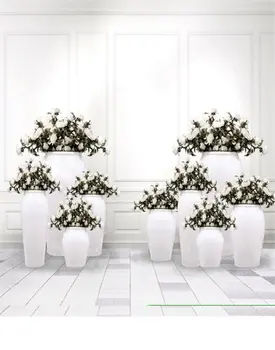5x7ft Деревянный пол Белые цветы Фотофоны Реквизит для фотосъемки Студийный фон