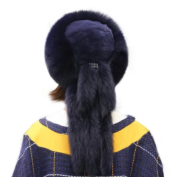 Женская шапка из натурального лисьего меха с кожзаменителем, монгольская шапка принцессы с помпоном, зимняя теплая шапочка, русская шапка, чепчики для дам