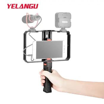 Стабилизатор видео для смартфона YELANGU, каркас ABS для iPhone Android с креплением для холодного башмака, крепление для штатива для видеосъемки