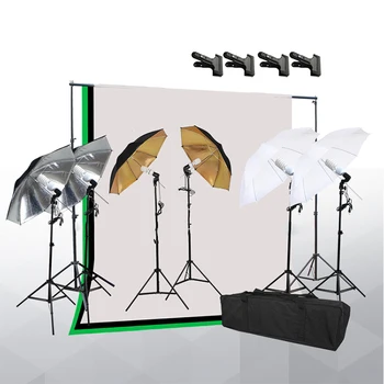 Студийное оборудование для фотосъемки, комплект светоотражающих зонтов для фотостудии с переносной подставкой для фона и сумкой для переноски