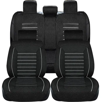 Комплект чехлов для автомобильных сидений из черной льняной ткани, чехлы для сидений Седанов для универсальных автомобилей