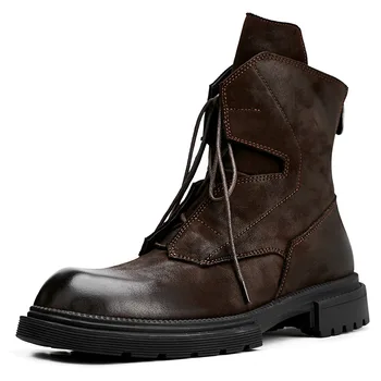 Армейские ботинки, мужская Дизайнерская обувь, мужские деловые ботинки, Бархатные ботильоны из натуральной воловьей кожи, осень-зима, мужская повседневная обувь