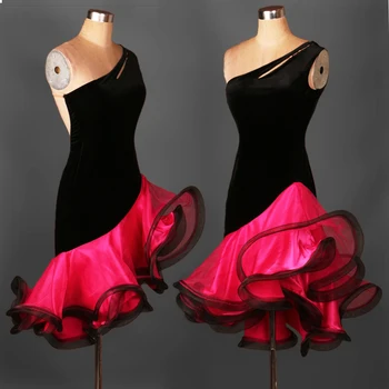 Платье для латиноамериканских танцев, сексуальное платье для соревнований по латиноамериканским танцам из спандекса со стразами, женские платья для латиноамериканских танцев S-XXXXL L043