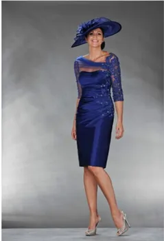 бесплатная доставка robe de soiree 2016, новое модное праздничное платье для крестной матери, королевского синего цвета, короткие платья с аппликацией для матери Невесты
