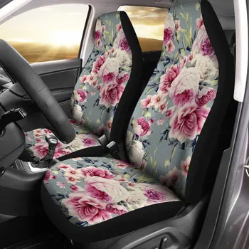 Чехлы для автомобильных сидений с цветочным рисунком, автомобильные аксессуары с цветочным рисунком на заказ, комплект из 2 универсальных защитных чехлов для передних сидений