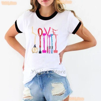 Футболка с буквенным принтом Love Nail для ногтей, одежда 90-х, Женская футболка, модный топ с коротким рукавом, летние футболки с графическим рисунком