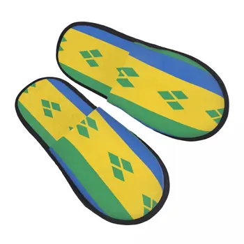 Домашние Теплые тапочки с Флагом Сент-Винсента и Гренадин, Зимние домашние Плюшевые тапочки, Модные Домашние мягкие Пушистые тапочки
