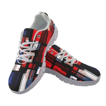 Yikeluo/ Мужская обувь с абстрактным рисунком, повседневные кроссовки для бега, женские шнурки, легкие сетчатые туфли на плоской подошве для девочек, обувь