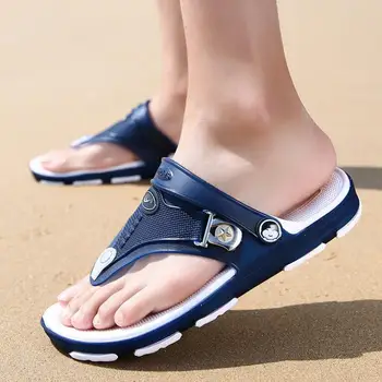 Мужские вьетнамки, пляжные сандалии, летняя мужская обувь на плоской подошве, нескользящие модные дизайнерские тапочки, резиновая повседневная обувь, Zapatos Para