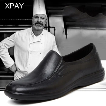 Черная обувь шеф-повара, мужская кухонная обувь на нескользящей подошве, защитная обувь шеф-повара, маслостойкие и водонепроницаемые рабочие ботинки