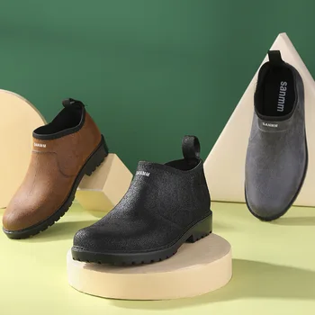 Мужская Непромокаемая Резиновая обувь, Непромокаемые ботинки с принтом крокодиловой кожи, Модные Слипоны для рыбалки, Мужские ботинки 2021 года для мужчин, Водонепроницаемые Рабочие
