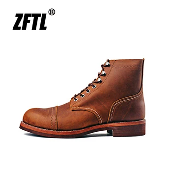 ZFTL/Мужские Мотоциклетные ботинки Из воловьей кожи, американские Винтажные Ботинки-дезерты из натуральной Кожи, Мужские Ботинки на шнуровке, пара ботинок 2023