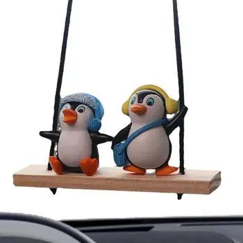 Подвеска в виде зеркала заднего вида, супер милая и забавная подвеска в виде аниме-автомобиля с пингвином, Простое в использовании украшение в виде подвески в виде зеркала заднего вида
