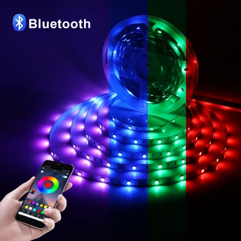 Bluetooth Светодиодные Ленты 5 М 10 М 15 М RGB 5050 SMD Гибкая Лента Диод DC 12 В Bluetooth Управление Для Умного Дома ТВ Вечерние