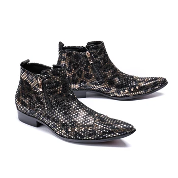 Стильная модельная обувь Для мужчин, ботинки, модные брендовые мужские ботинки с дырками и заклепками, Дышащие оксфорды из натуральной кожи с острым носком на молнии, обувь