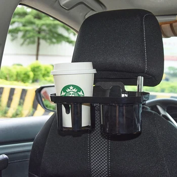 Автомобильный Подголовник, держатель для напитков с двумя креплениями для чашек, черные держатели для бутылок и кофейных чашек из АБС-пластика