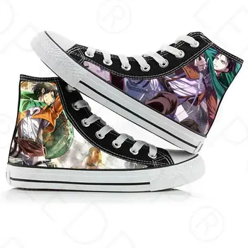 Аниме Shingeki no Kyojin/ Парусиновая Обувь с принтом для Косплея в стиле Аниме 