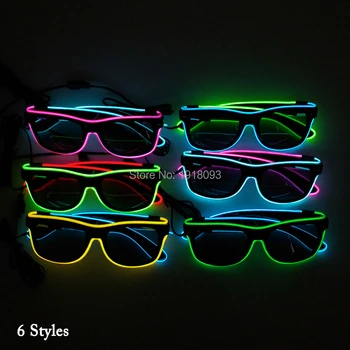 20 Штук Модных крутых светящихся очков с темными линзами EL Wire Солнцезащитные очки со звуковым приводом для праздничного освещения