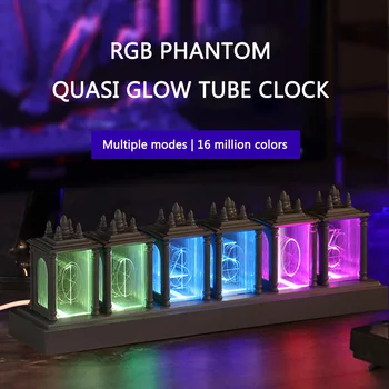 Красочные RGB Nixie, 7 режимов, Цифровые часы с регулируемой яркостью, Креативное светодиодное украшение, Зарядка Типа C, Украшения, подарки