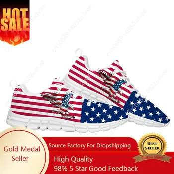 Флаг США, Америка, красный, синий, белый, художественная спортивная обувь, мужские, женские, подростковые, детские кроссовки, повседневная качественная парная обувь на заказ