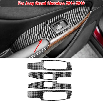 Для Jeep Grand Cherokee 2014-2019 Кнопка включения Стеклоподъемника, накладка на панель, наклейка Из настоящего углеродного волокна, Автоаксессуары