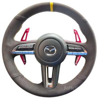 Ручная строчка, угольно-черная замшевая крышка рулевого колеса автомобиля для Mazda 3 Axela 2019 2020 CX-30 MX-30 2020