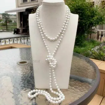 Великолепное ожерелье из белого жемчуга Южного моря 8-9 мм 48 дюймов