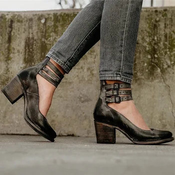 2023 г. Весенне-осенние новые винтажные женские тонкие туфли с поясом на щиколотке на высоком каблуке и мелким носком на высоком каблуке