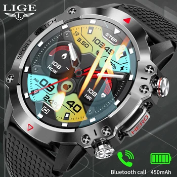 LIGE Новые Смарт-часы Мужские Военные Спортивные Умные Часы на открытом Воздухе Мужские Bluetooth-Часы Вызова 1,39 