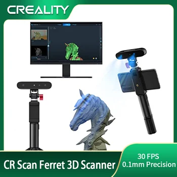 3D-сканер Creality CR-Scan Ferret Mini Со скоростью сканирования 30 кадров в секунду, Двухрежимное полноцветное сканирование в широком диапазоне для Win10 /11 (64-разрядная версия)/Mac