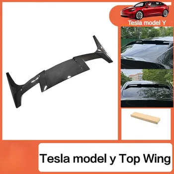 ABS Carbon Look/Глянцевое Черное крыло Заднего спойлера на крыше багажника для Tesla Model Y 2020 + Автомобильные Аксессуары для заднего спойлера на крыше