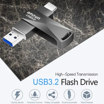 2-в-1 OTG USB 3.2 и USB-C Флэш-накопитель Memory Stick 128 ГБ 256 Г 512 ГБ Type C Флешка с Бесплатным пользовательским логотипом