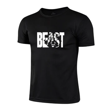 Быстросохнущая спортивная футболка BEAST с коротким рукавом, Майки для спортзала, футболка для фитнеса, футболка для тренера, футболка для бега, Дышащая спортивная одежда для подростков