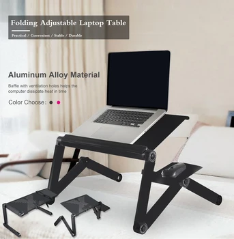 Регулируемый компьютерный стол, Складной Столик для ноутбука, Подставка для ноутбука, Прикроватный лоток Из алюминиевого сплава, Портативный противоскользящий столик Z30