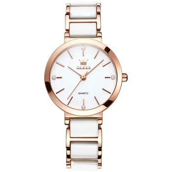 OLEVS Новый Модный Керамический ремешок для часов, кварцевые женские часы, Водонепроницаемые Роскошные брендовые часы для женщин, подарок с Датой