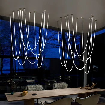 Современная простая художественная линейная лампа для гостиной, Подвесная Кухонная Островная, Потолочная люстра для столовой, светильник для внутреннего освещения