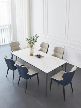 Скалистые обеденные столы и стулья светлый экстравагантный простой алюминиевый сплав скандинавский яркий прямоугольный итальянский очень простой стол